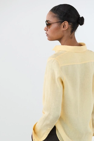 Рубашка из 100% льна с плавным фасоном- Заказать в России