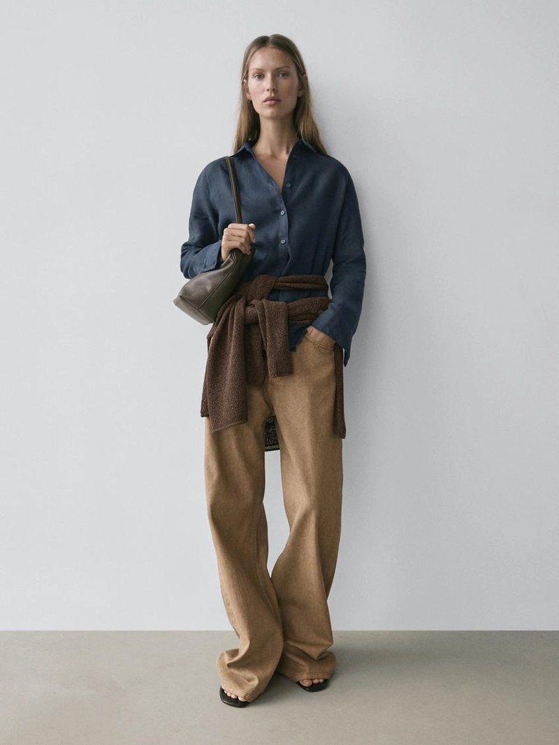 Рубашка из 100% льна со свободным кроем