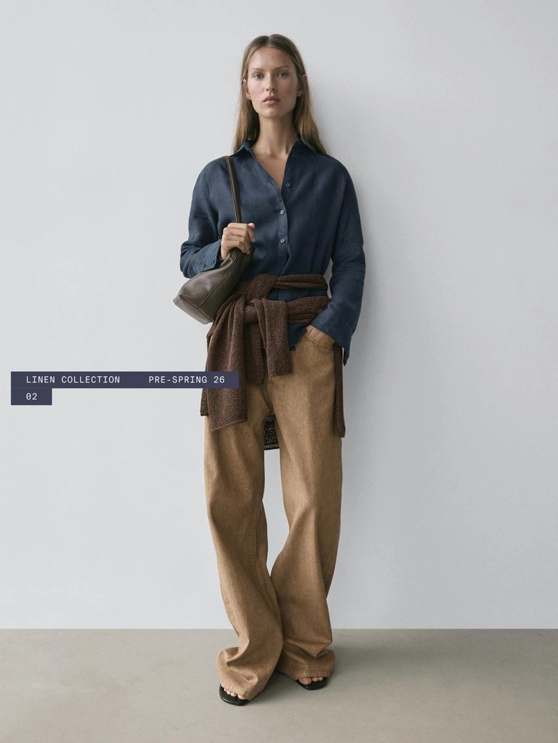 Рубашка из 100% льна со свободным кроем