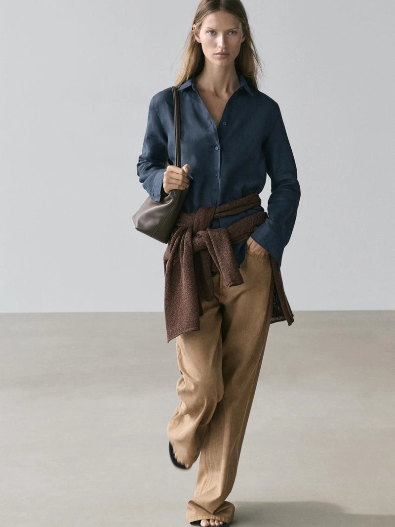 Рубашка из 100% льна со свободным кроем