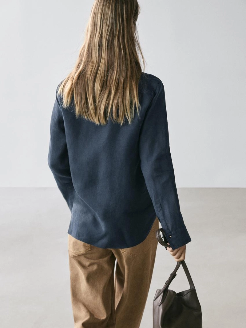 Рубашка из 100% льна со свободным кроем