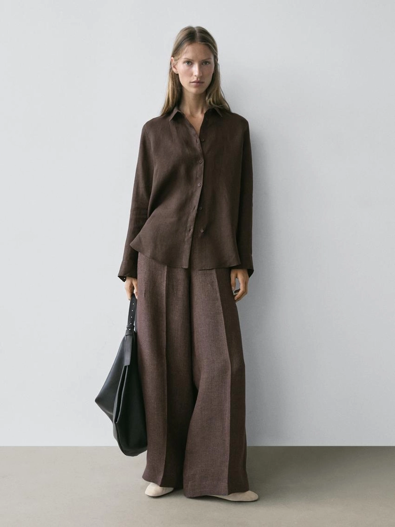 Рубашка из 100% льна с прямым кроем