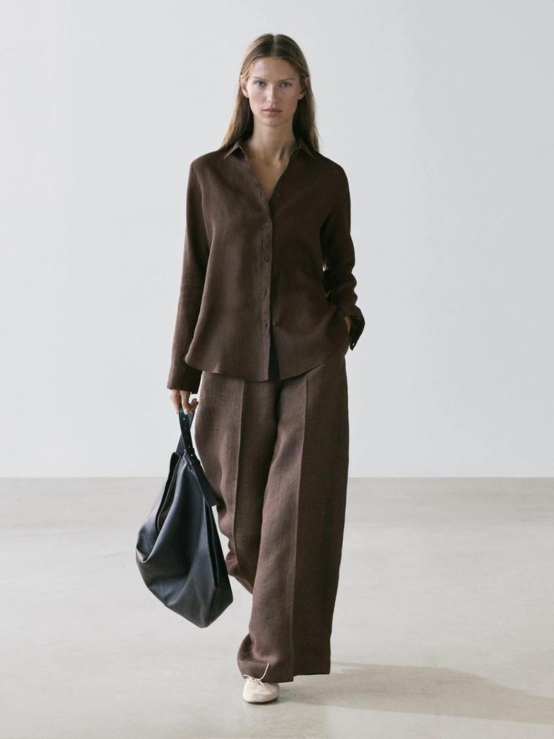 Рубашка из 100% льна с прямым кроем