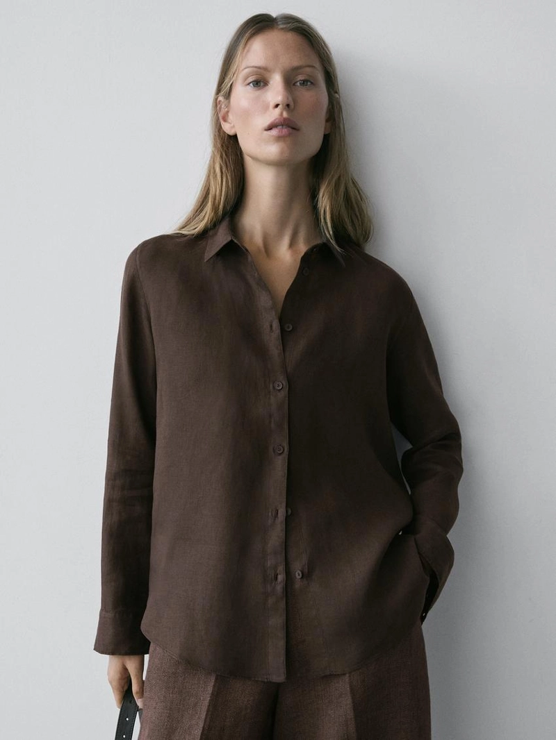 Рубашка из 100% льна с прямым кроем