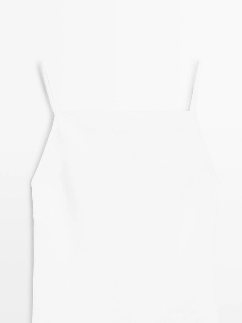 Платье-миди из льна с прямым вырезом