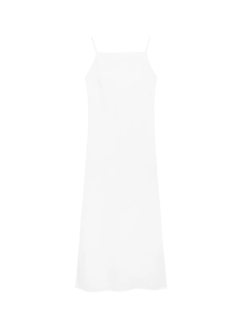 Платье-миди из льна с прямым вырезом