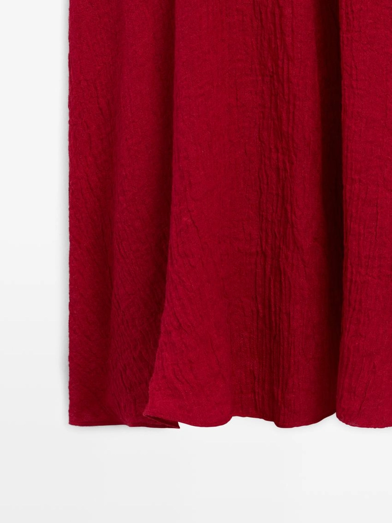 Длинное платье из 100% льна с деталями на горловине