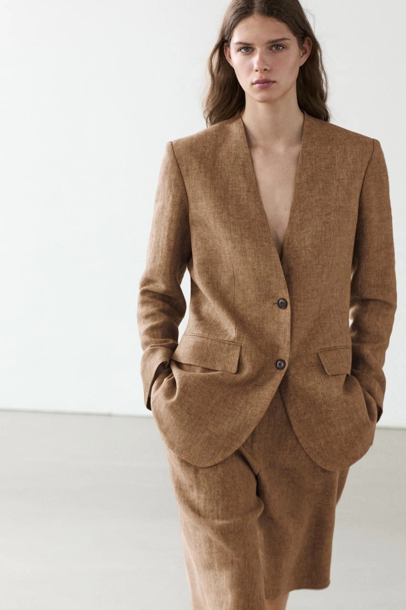 Пиджак из меланжевого льна