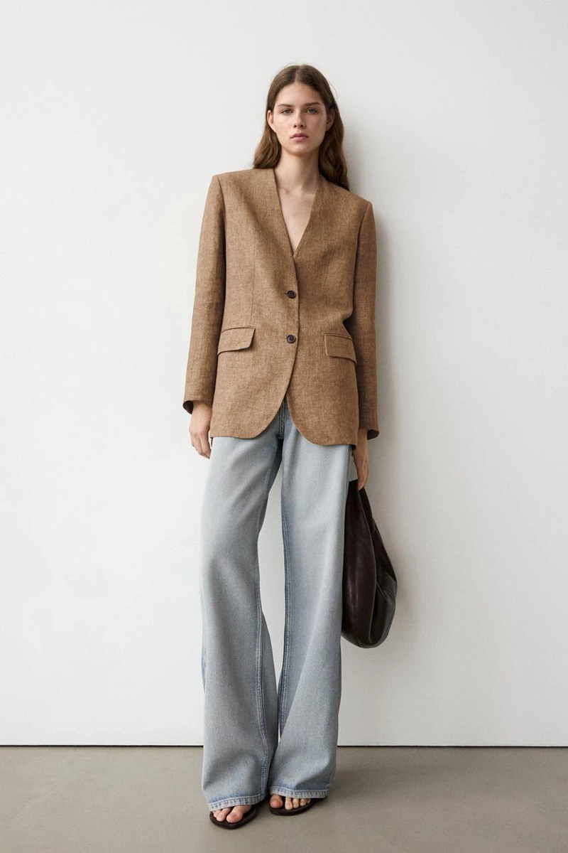 Пиджак из меланжевого льна