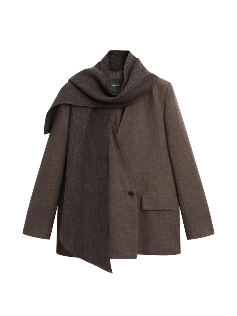 Пиджак из меланжевого льна с шарфом