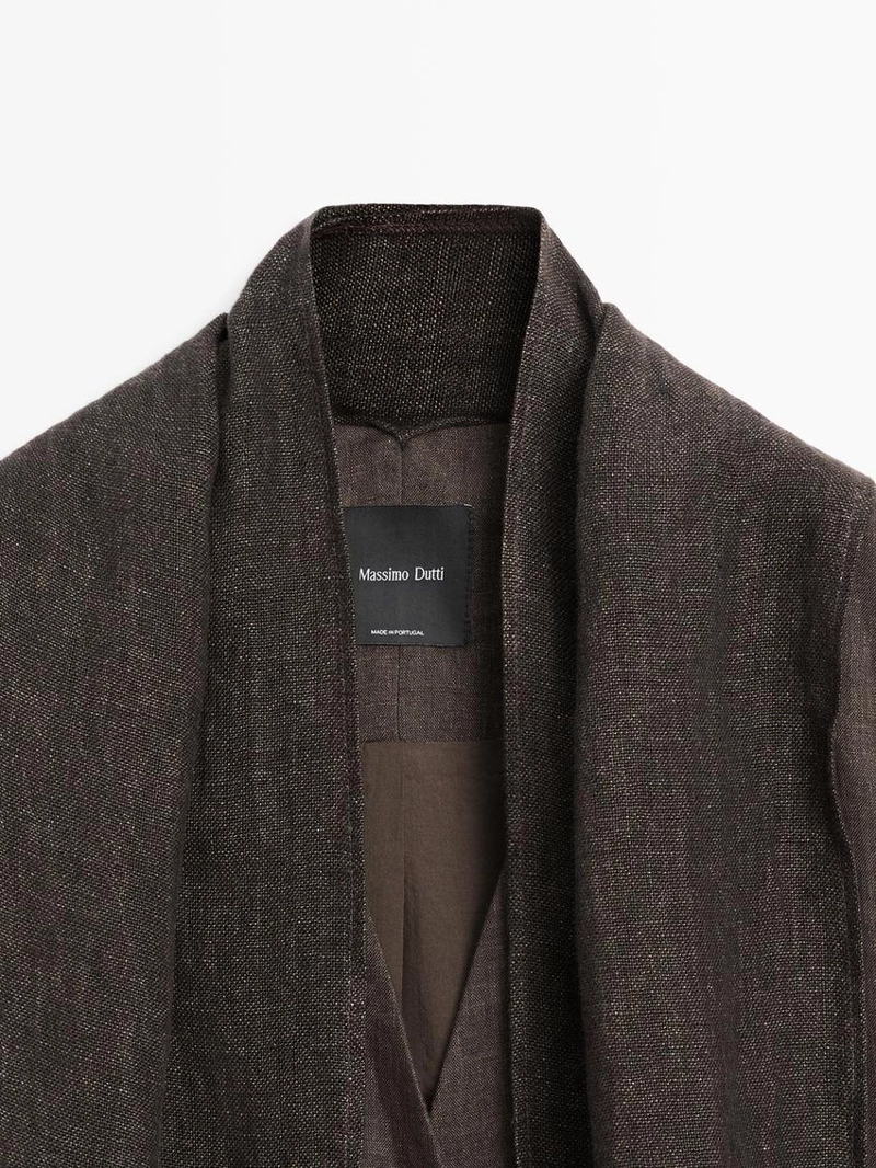 Пиджак из меланжевого льна с шарфом