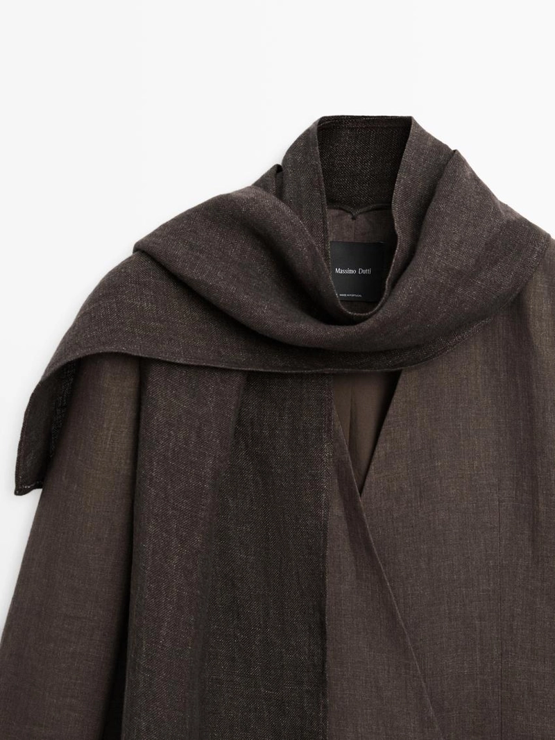 Пиджак из меланжевого льна с шарфом