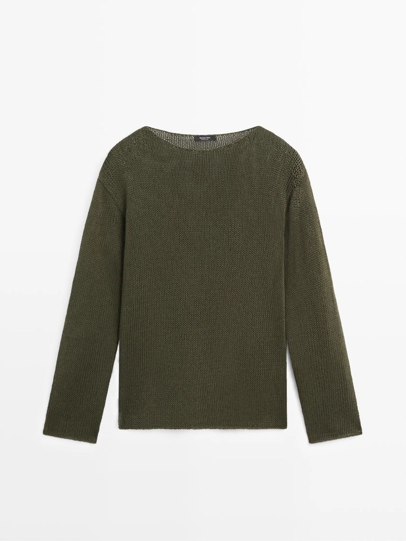 Свитер из хлопкового смесового материала с вырезами