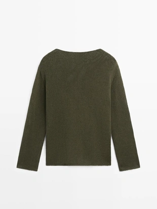 Свитер из хлопкового смесового материала с вырезами- Заказать в России