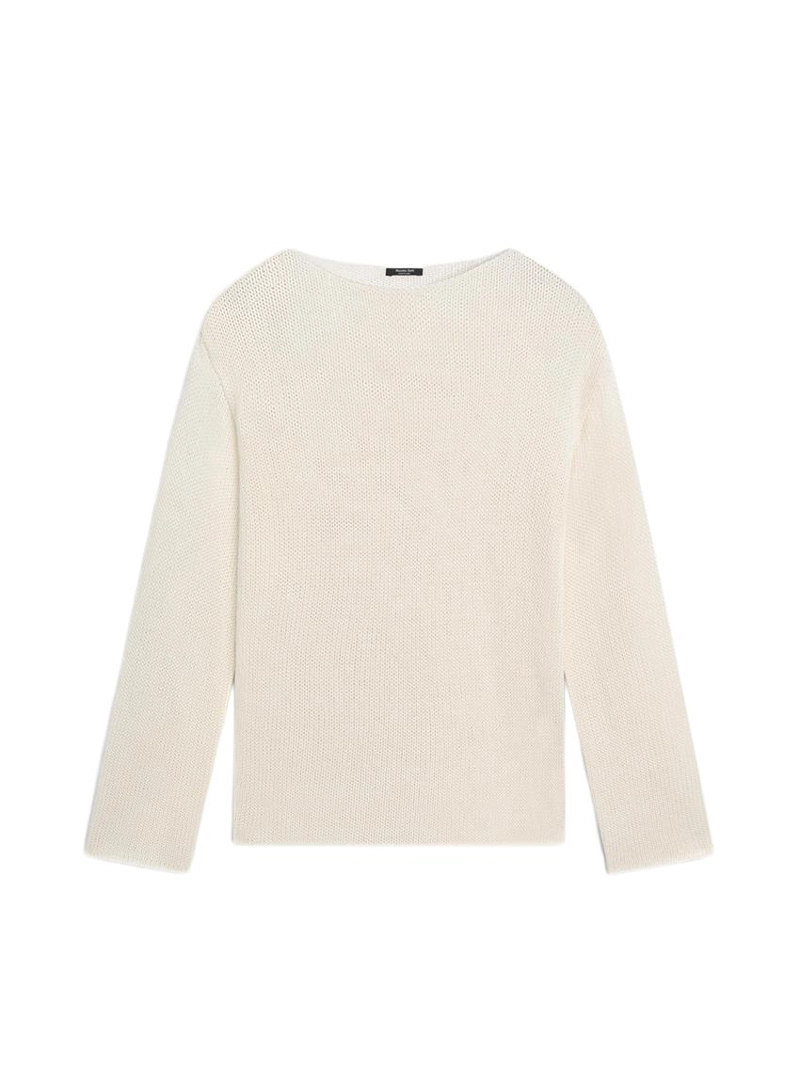 Пуловер из смесовой хлопковой пряжи с вырезом