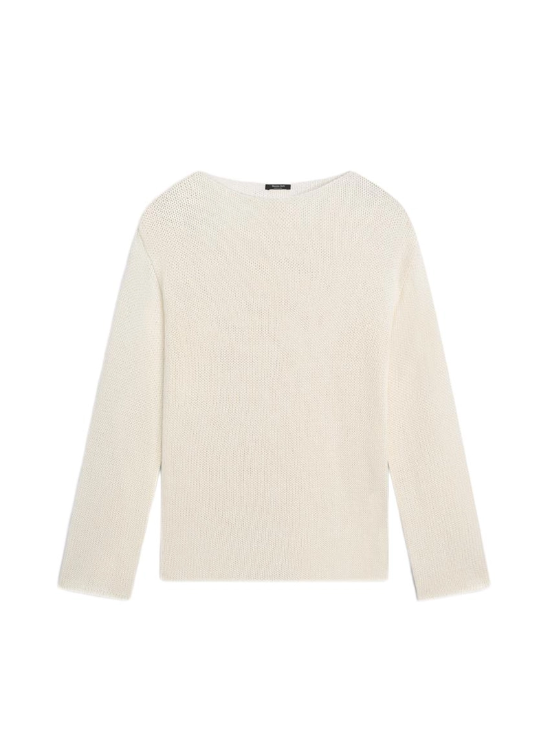 Пуловер из смесовой хлопковой пряжи с вырезом