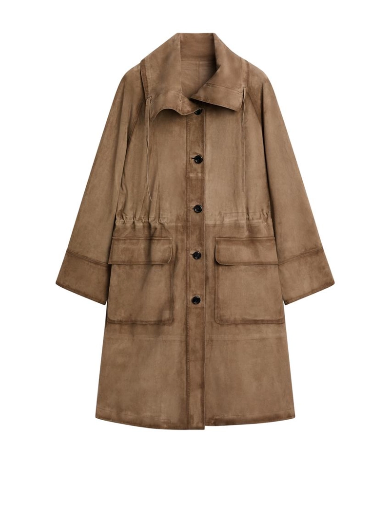 Парка с высоким воротником из замши