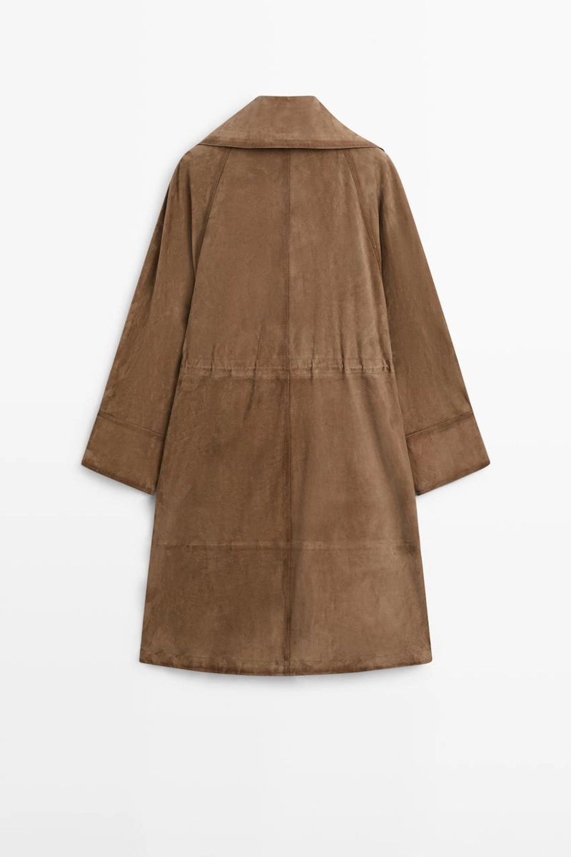 Парка с высоким воротником из замши