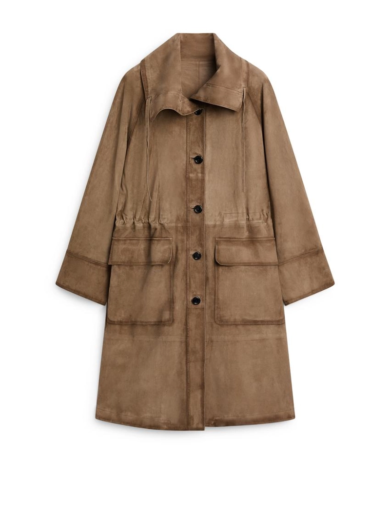 Парка с высоким воротником из замши