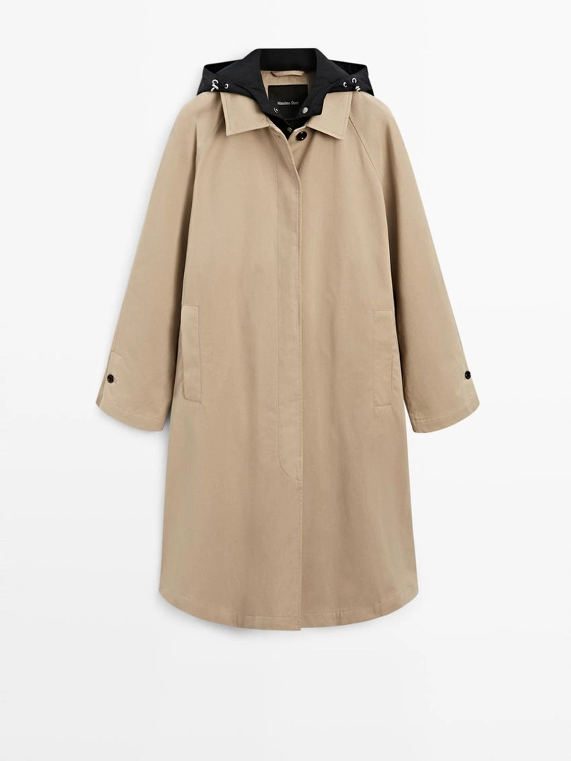 Плащ-тренч с отстёгивающимся капюшоном