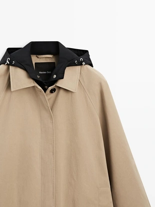 Плащ-тренч с отстёгивающимся капюшоном- Заказать в России