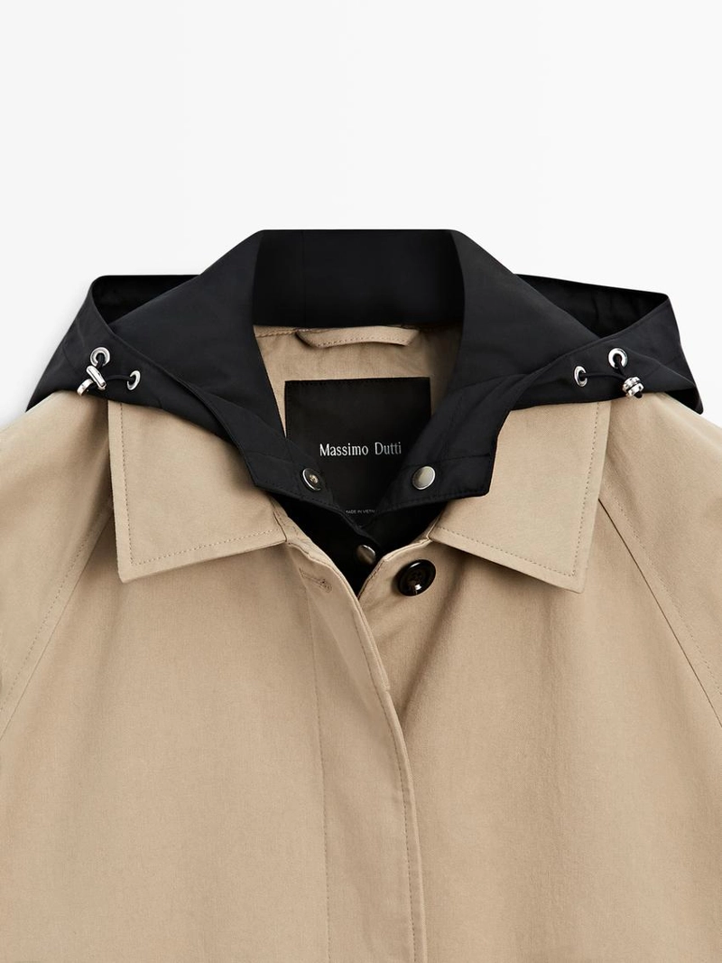 Плащ-тренч с отстёгивающимся капюшоном