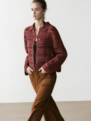 Короткая кружевная хлопковая куртка- Заказать в России