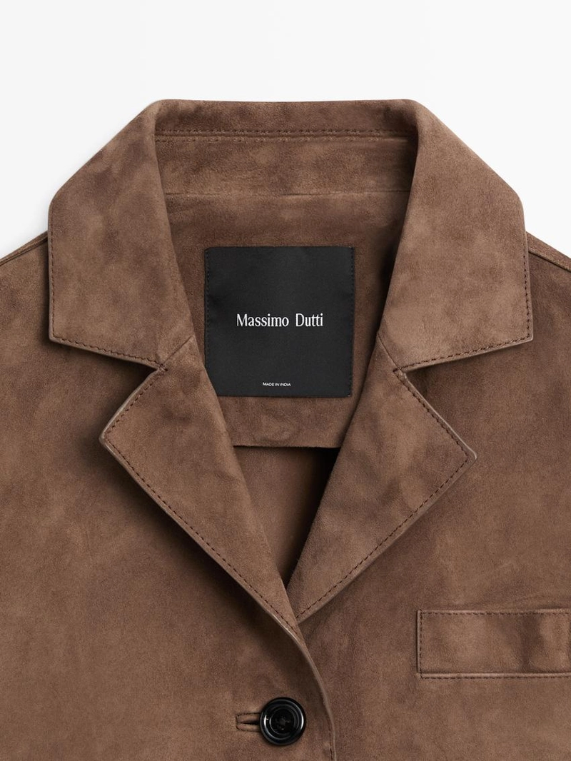 Потрясающий кожаный жакет с отделкой замшей