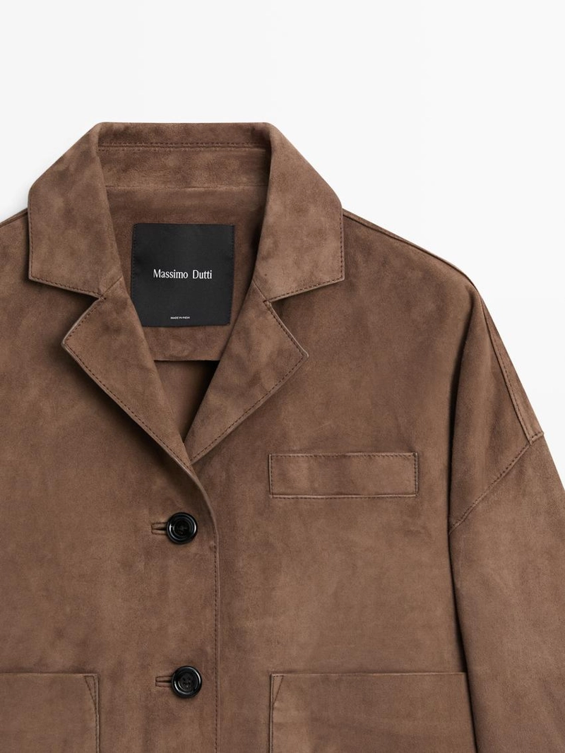 Потрясающий кожаный жакет с отделкой замшей