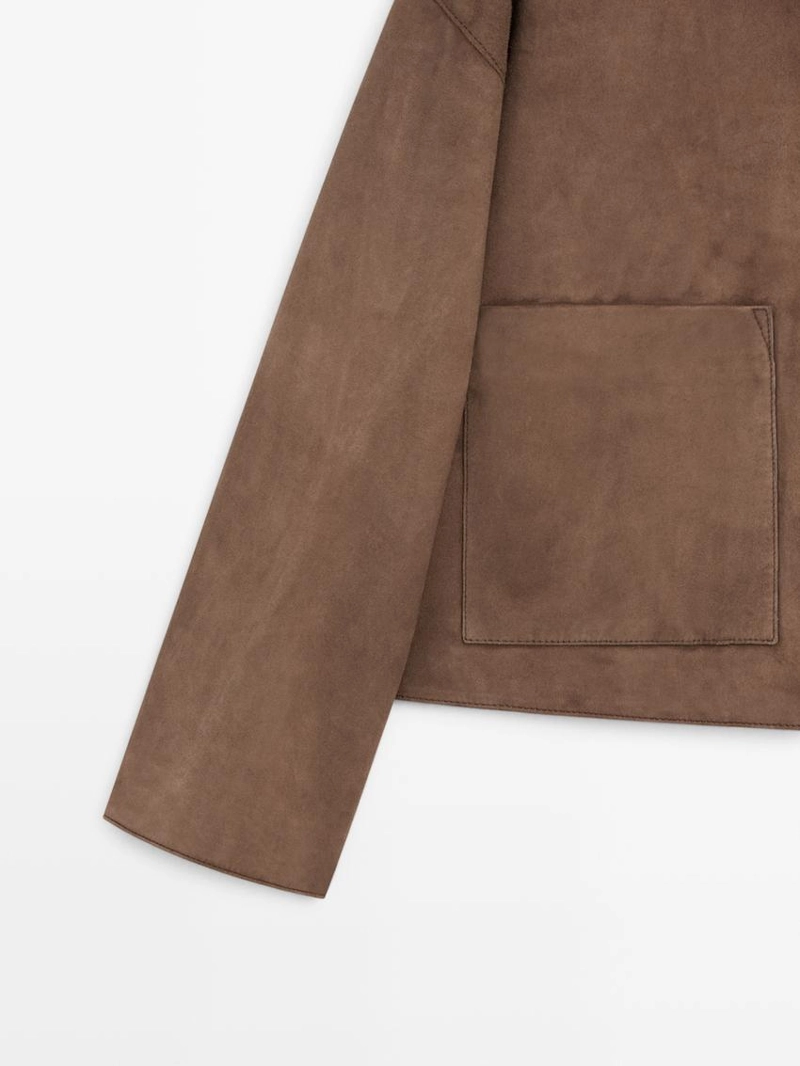 Потрясающий кожаный жакет с отделкой замшей