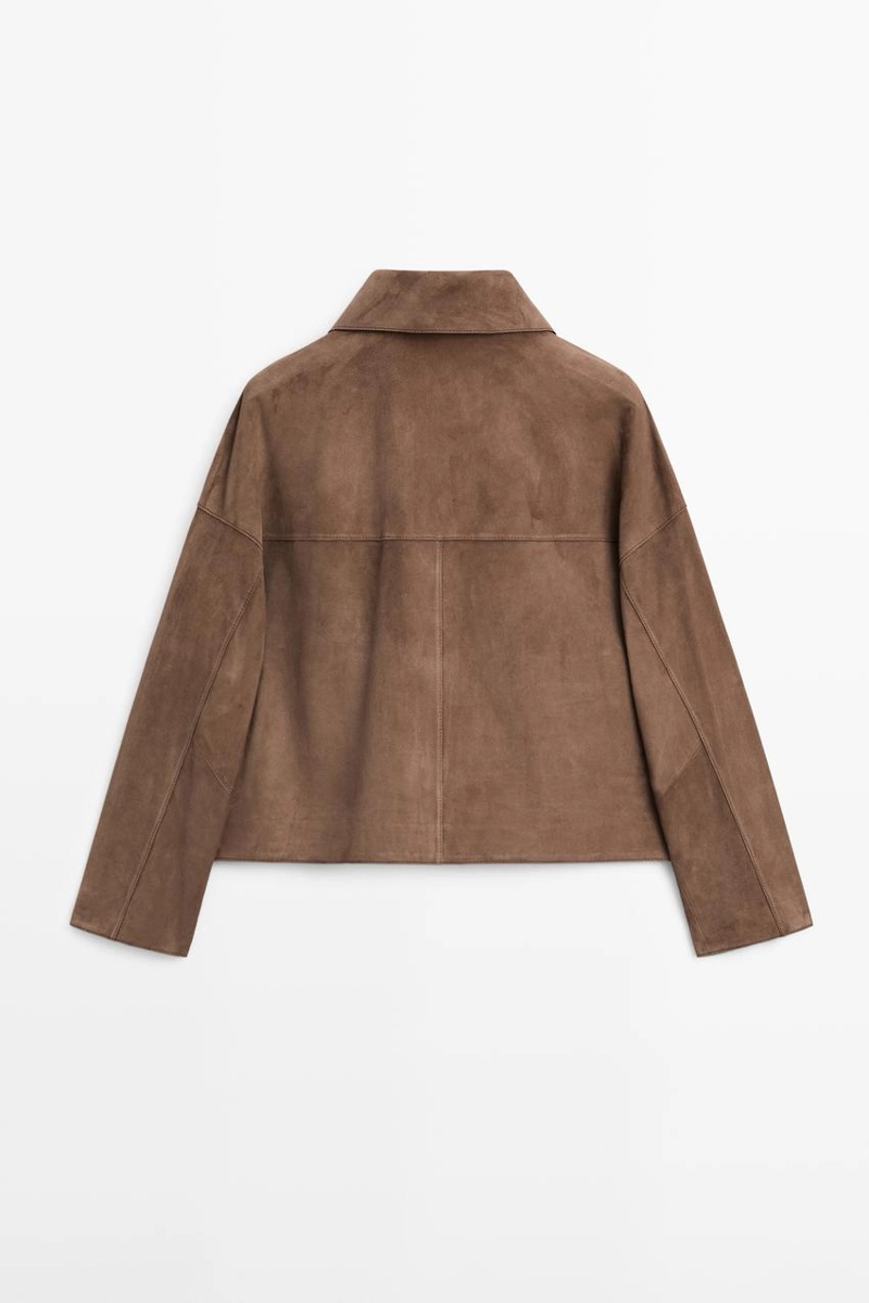 Потрясающий кожаный жакет с отделкой замшей