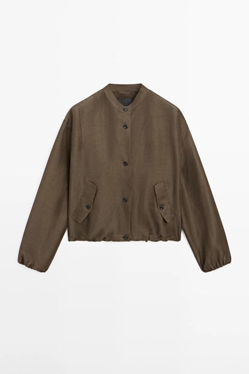 Бомбер из льна и шелка