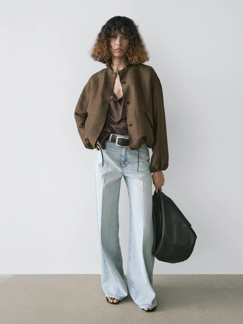 Бомбер из льна и шелка