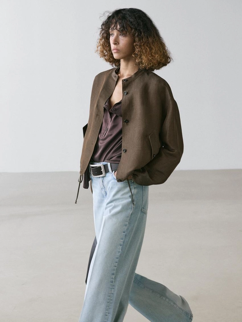 Бомбер из льна и шелка