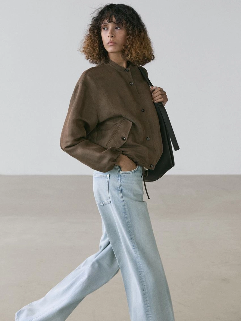 Бомбер из льна и шелка