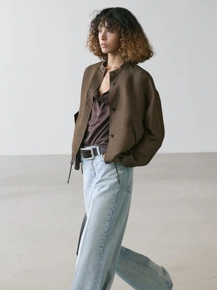 Бомбер из льна и шелка- Заказать в России