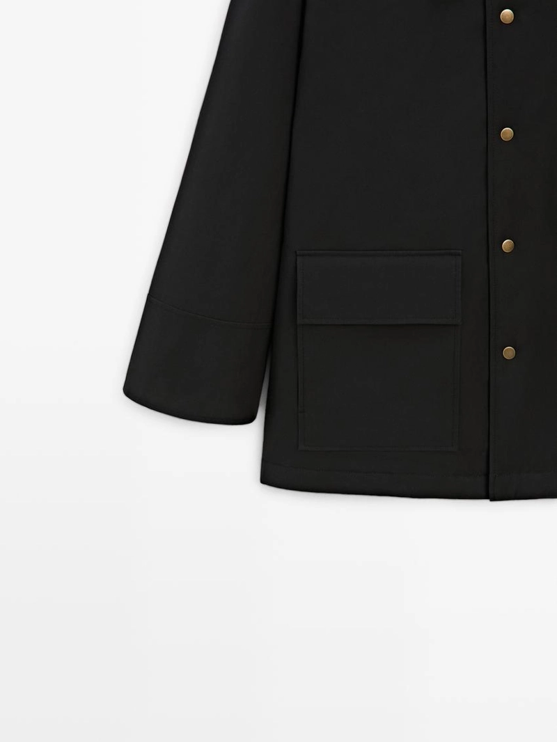 Длинная хлопковая парка с деталями воротника