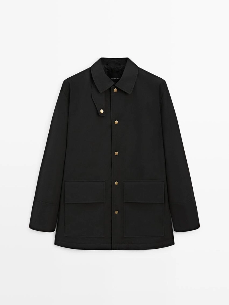 Длинная хлопковая парка с деталями воротника