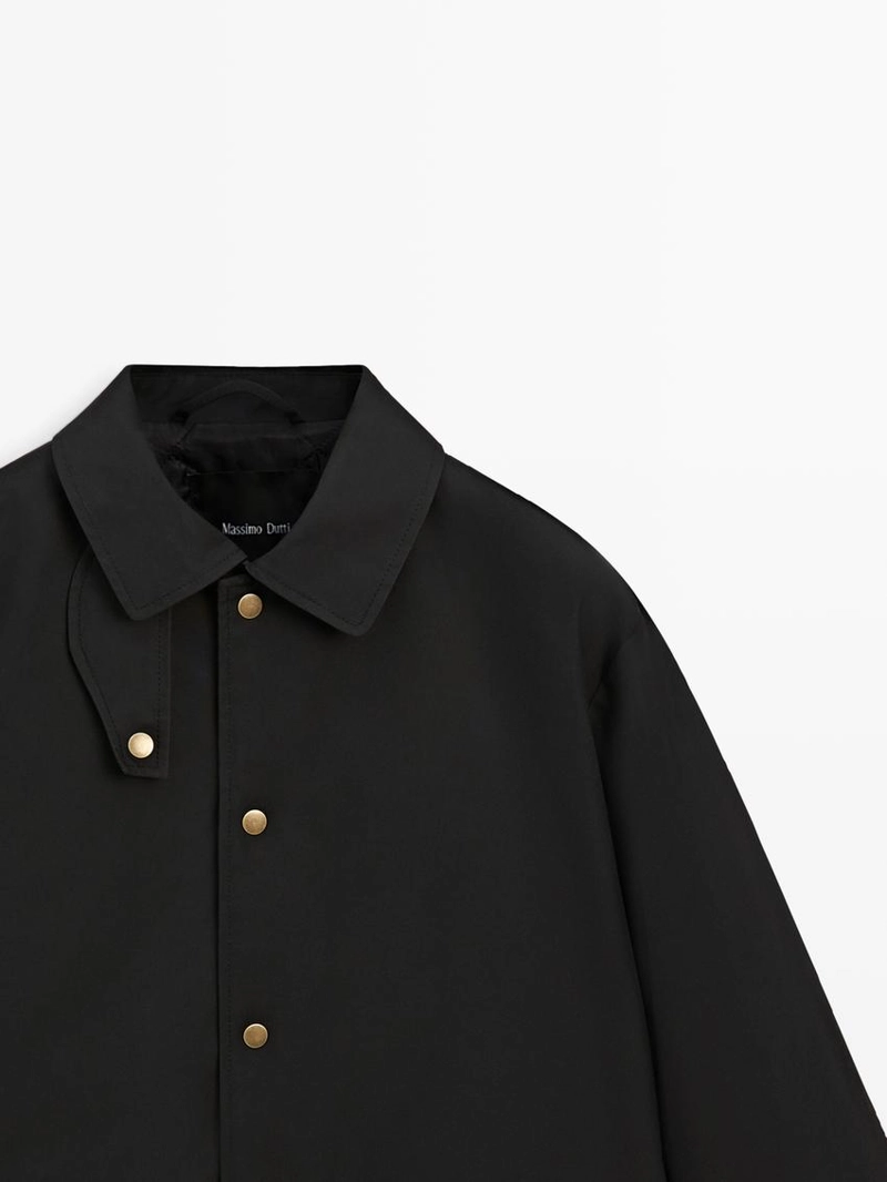 Длинная хлопковая парка с деталями воротника