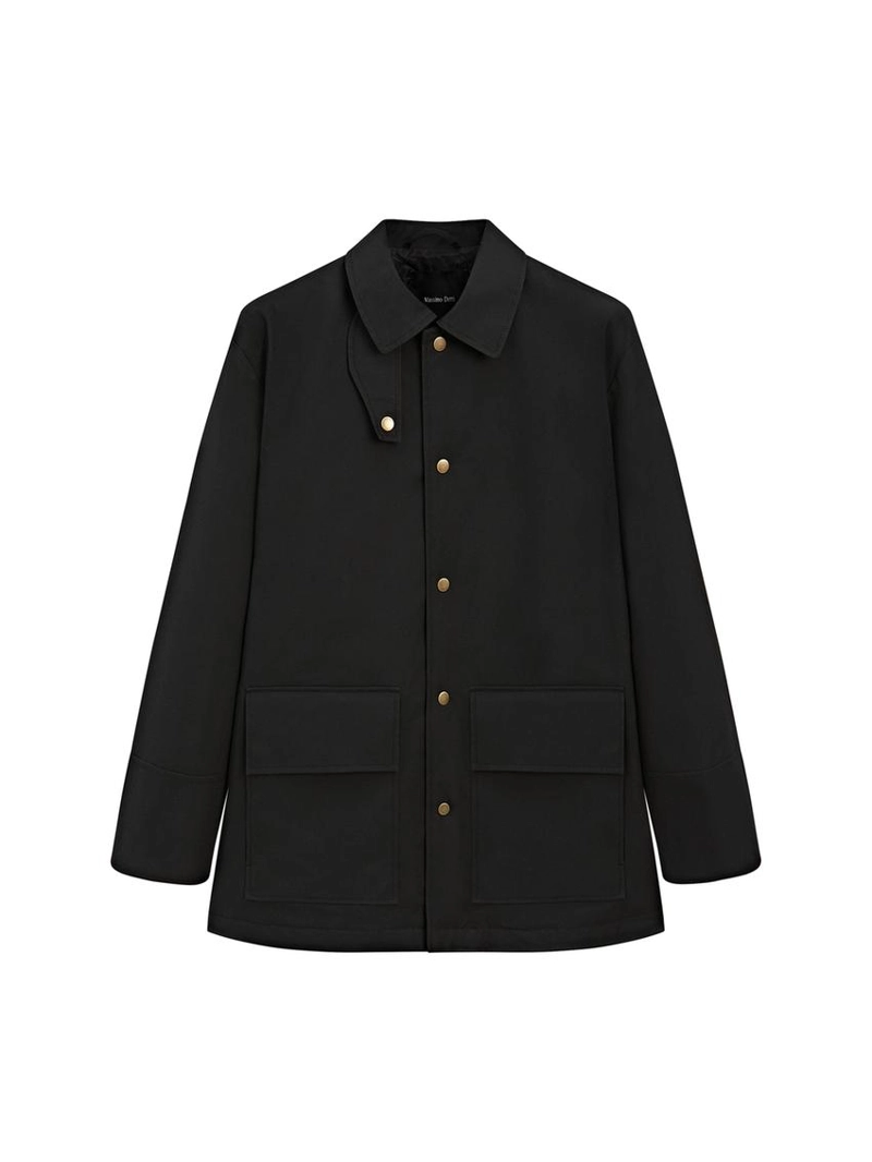 Длинная хлопковая парка с деталями воротника