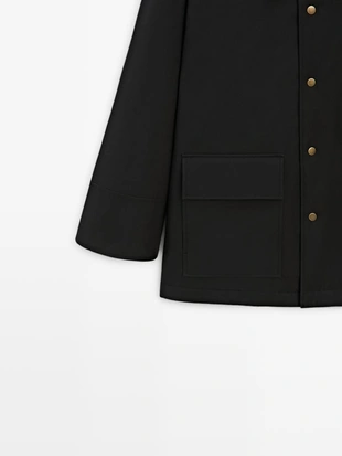 Длинная хлопковая парка с деталями воротника- Заказать в России