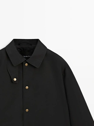 Длинная хлопковая парка с деталями воротника- Заказать в России