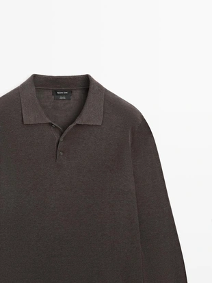 Поло из льна с воротником-стойкой- Заказать в России