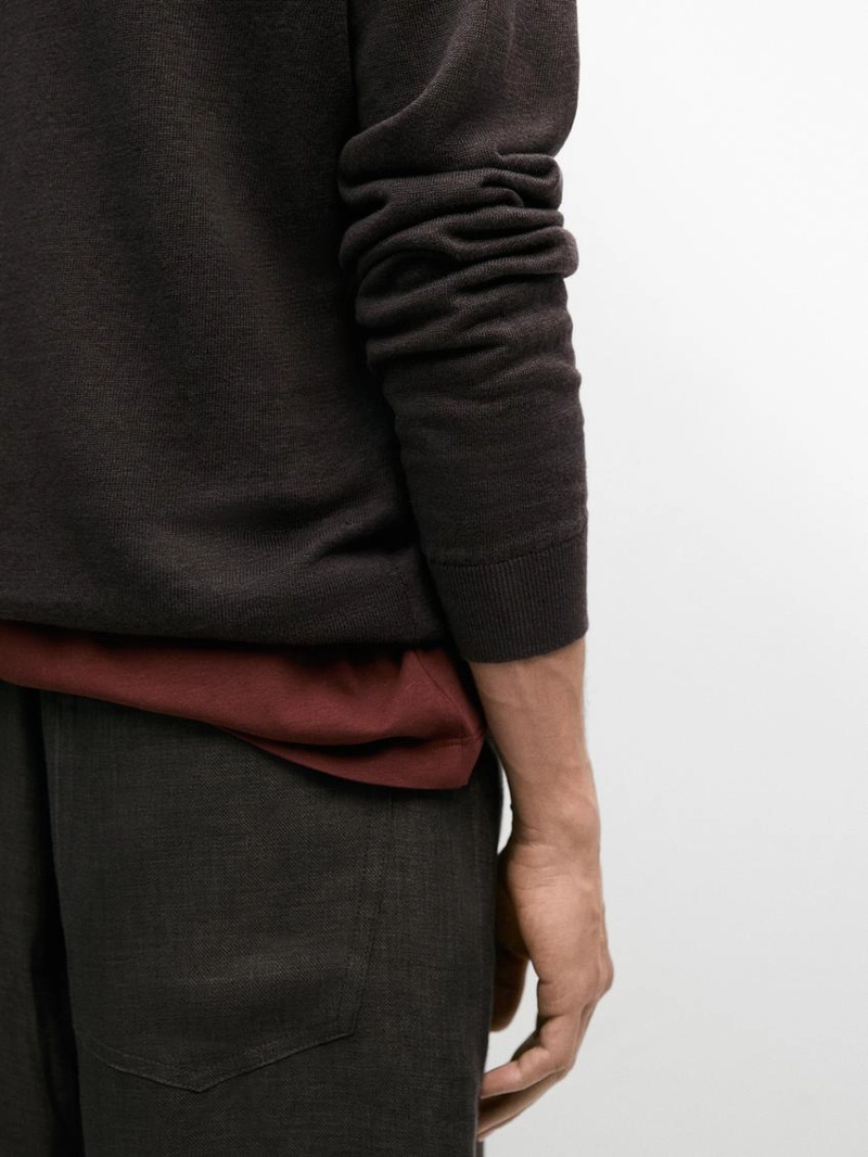 Поло из льна с воротником-стойкой