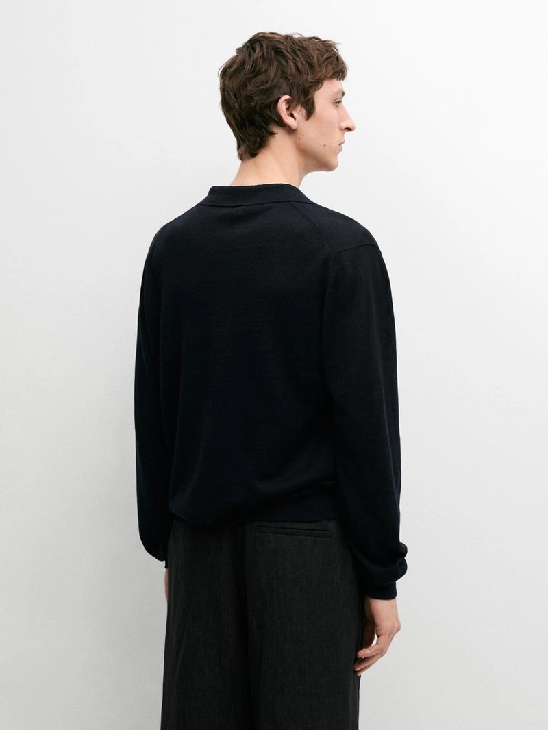 Поло-свитер с воротником из льна