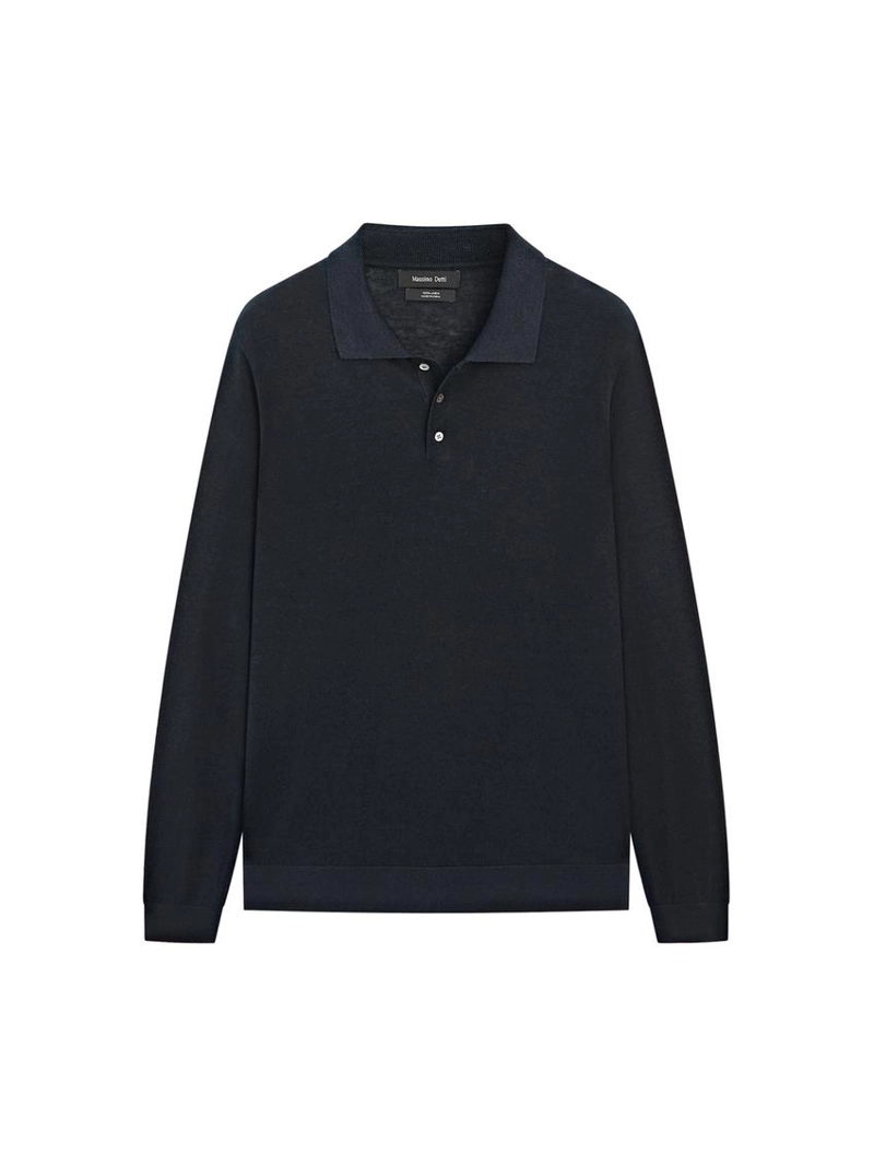 Поло-свитер с воротником из льна