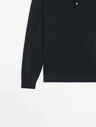 Поло-свитер с воротником из льна- Заказать в России