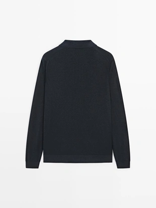 Поло-свитер с воротником из льна- Заказать в России