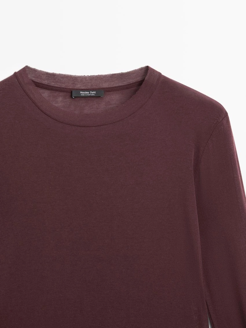 Футболка из 100% хлопка полупрозрачная с деталями воротника