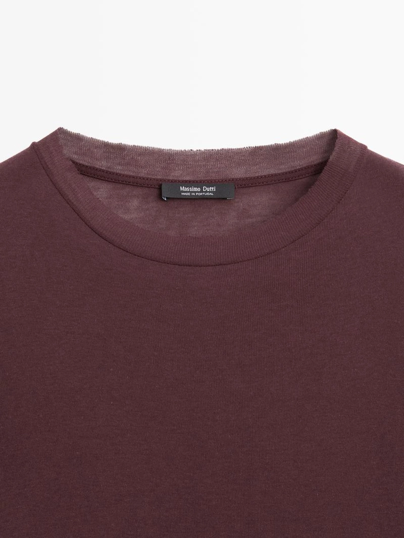 Футболка из 100% хлопка полупрозрачная с деталями воротника